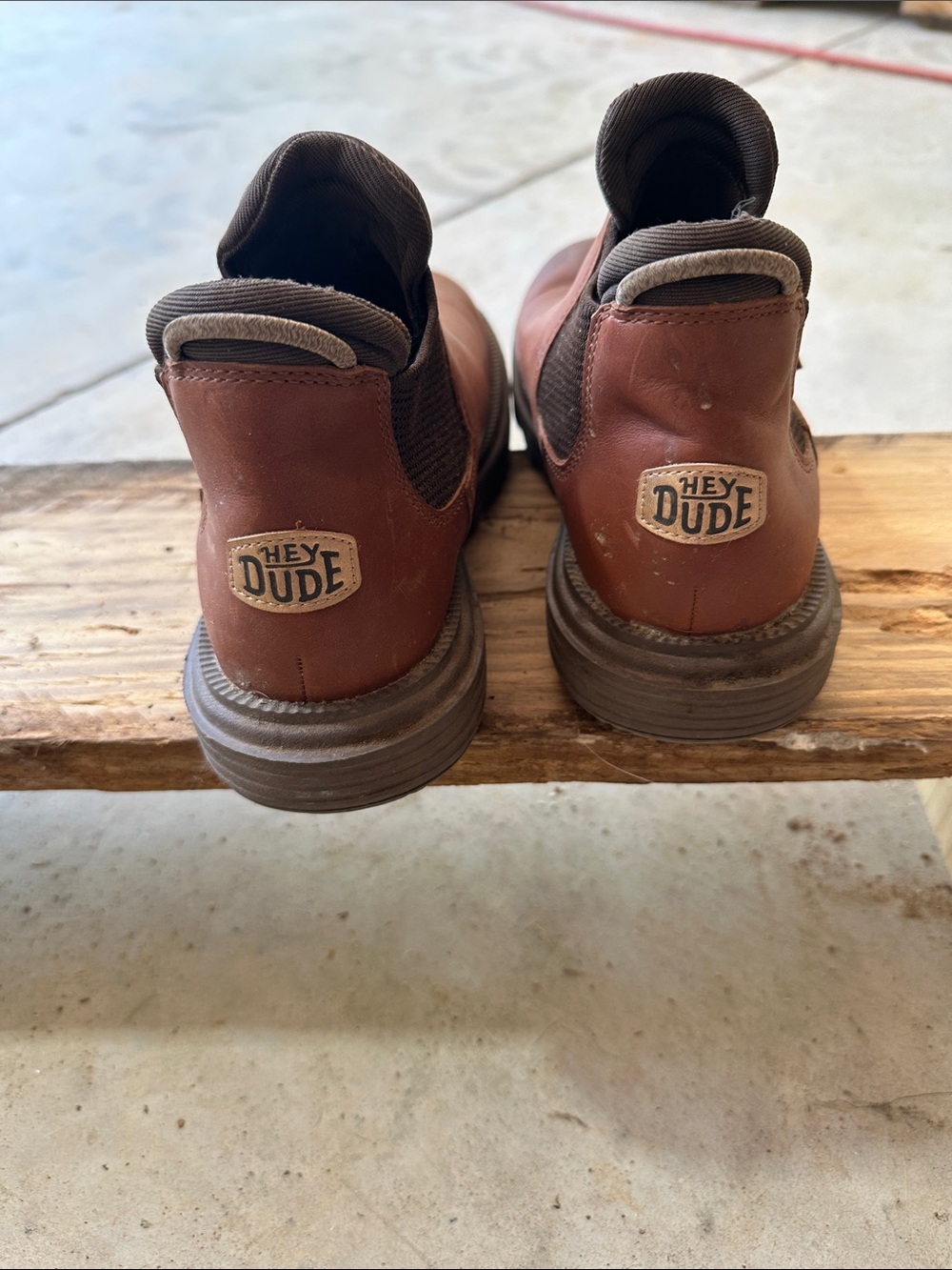 Hey Dudes Brown Leather Slip-On Work Boots